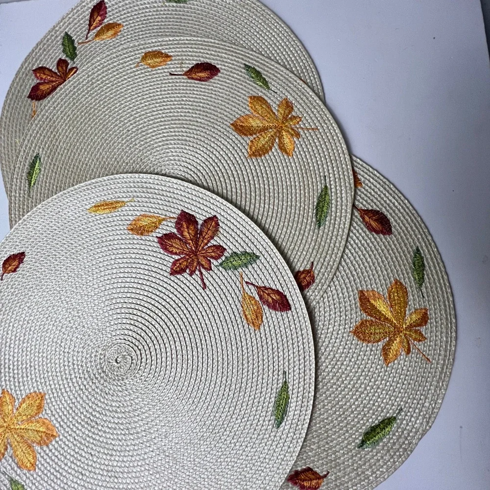 Embroidered Fall Harvest Placemats Set of 4 15